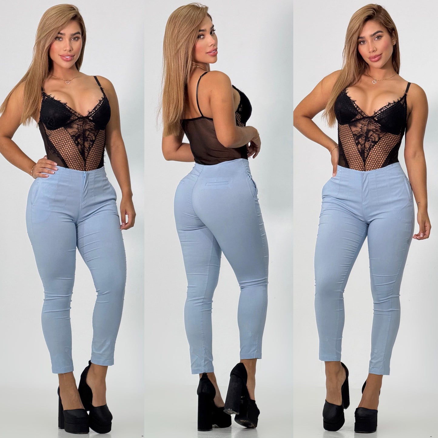 Pantalon pinzas azul